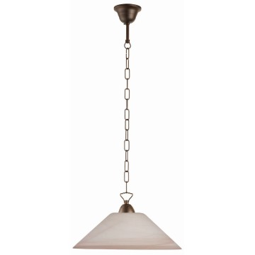 Φωτιστικό Μονόφωτο Γυάλινο Κλασικό σε καφέ αλάβαστρο & αλυσίδα σε Χρώμα της σκουριάς Ε27 Φ45