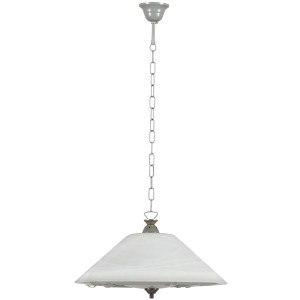 Κρεμαστό Γυάλινο Λευκό Αλάβαστρο Φωτιστικό Φθορίου με Αλυσίδα Νίκελ 72w Φ45