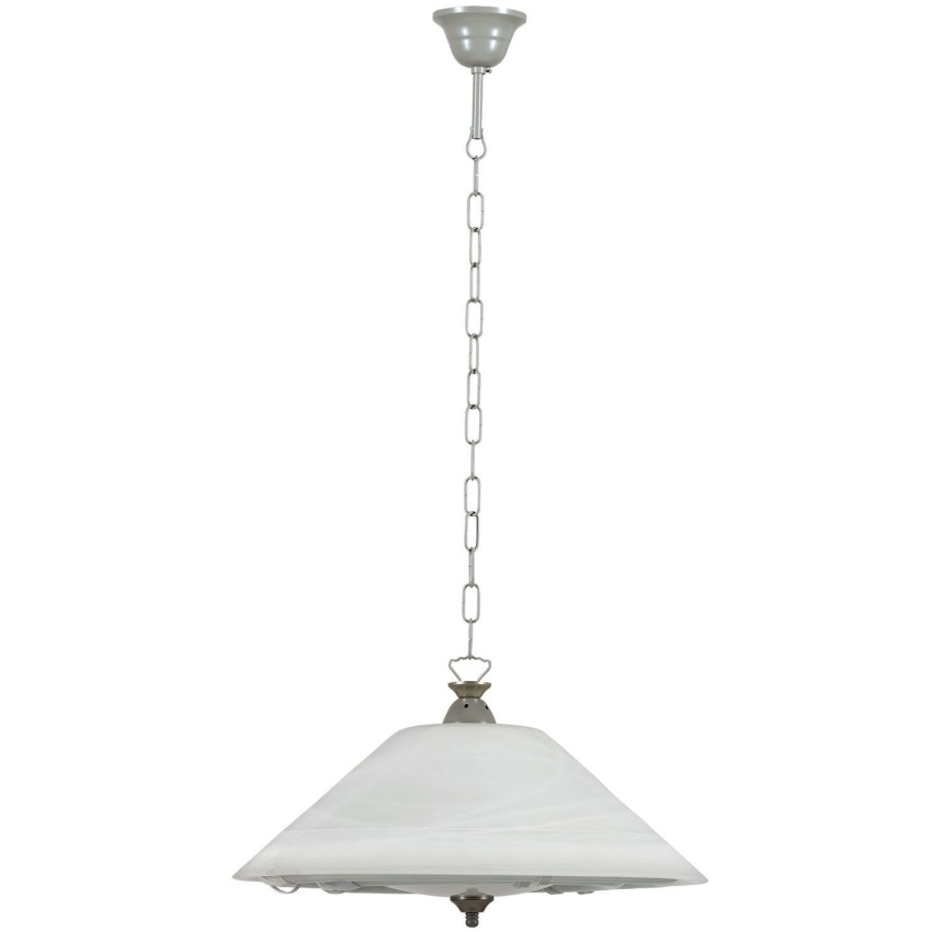 Κρεμαστό Γυάλινο Λευκό Αλάβαστρο Φωτιστικό Φθορίου με Αλυσίδα Νίκελ 72w Φ45