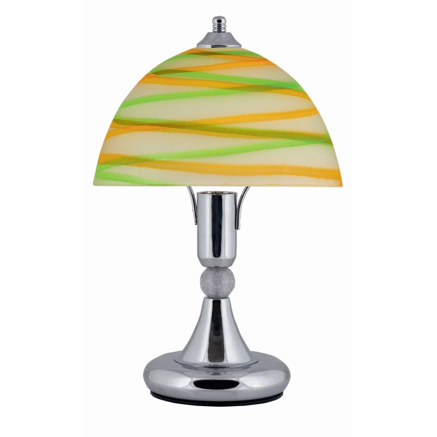 Φωτιστικό Πορτατίφ μέταλλο νίκελ /γυαλί πράσινο-πορτοκαλί Ε14 Φωτιστικό Πορτατίφ μέταλλο νίκελ /γυαλί πράσινο-πορτοκαλί Ε14