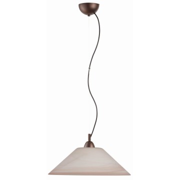 Φωτιστικό Μονόφωτο Γυάλινο Κλασικό σε Καφέ Αλάβαστρο με Συρματόσχοινο σε Χρώμα της Σκουριάς Ε27 Φ45