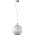 Φωτιστικό Μονόφωτο Γυάλινο με Σχήμα Μπάλας σε Χρώμα Λευκό με Διάφανους Κύκλους Ε27 Φ30