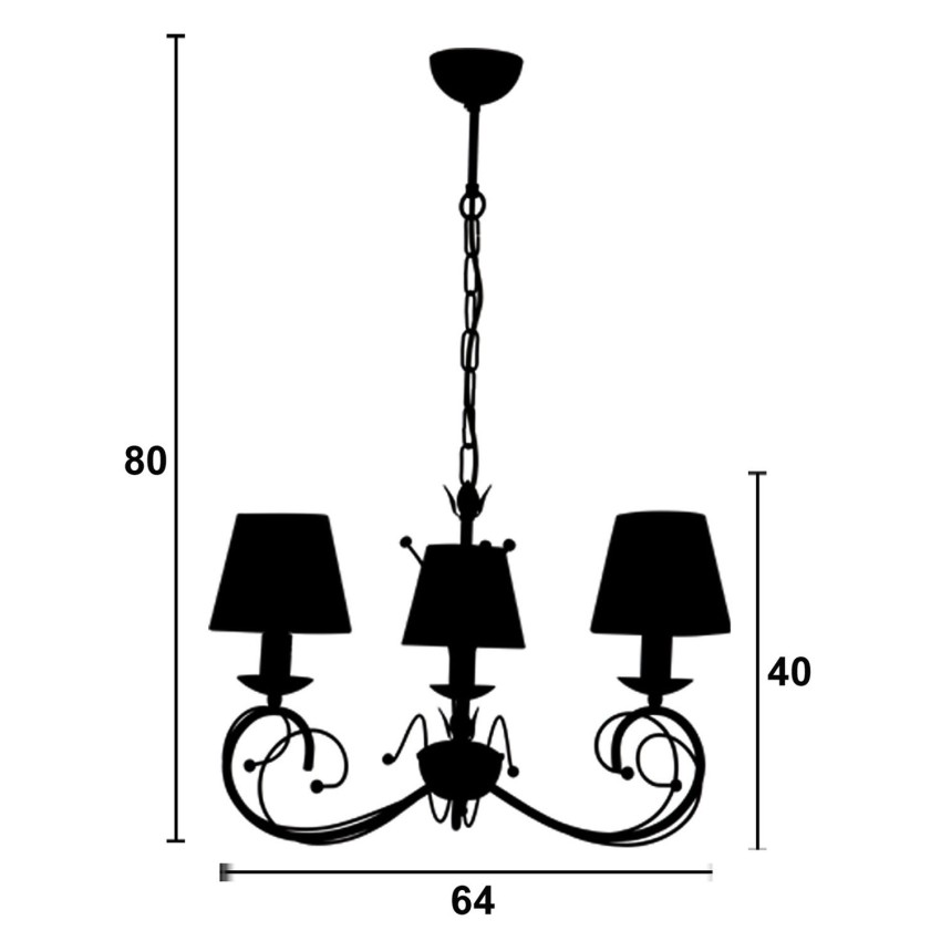 Country Φωτιστικό Πολύφωτο από Μέταλλο Καφέ με Αμπαζούρ Καπέλα Ε14