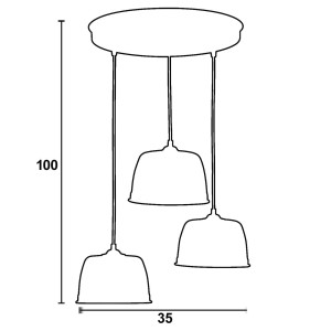 Beany Pendant Φωτιστικό Πολύφωτο από Αλουμίνιο Λευκό με Στρογγυλή Ροζέτα 3 x Ε27