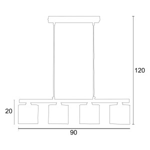 Φωτιστικό Πολύφωτο 4φ Ε27 σε Μοντέρνα Γραμμή με Μέταλλο και Γκρι Αμπαζούρ | Glint.gr