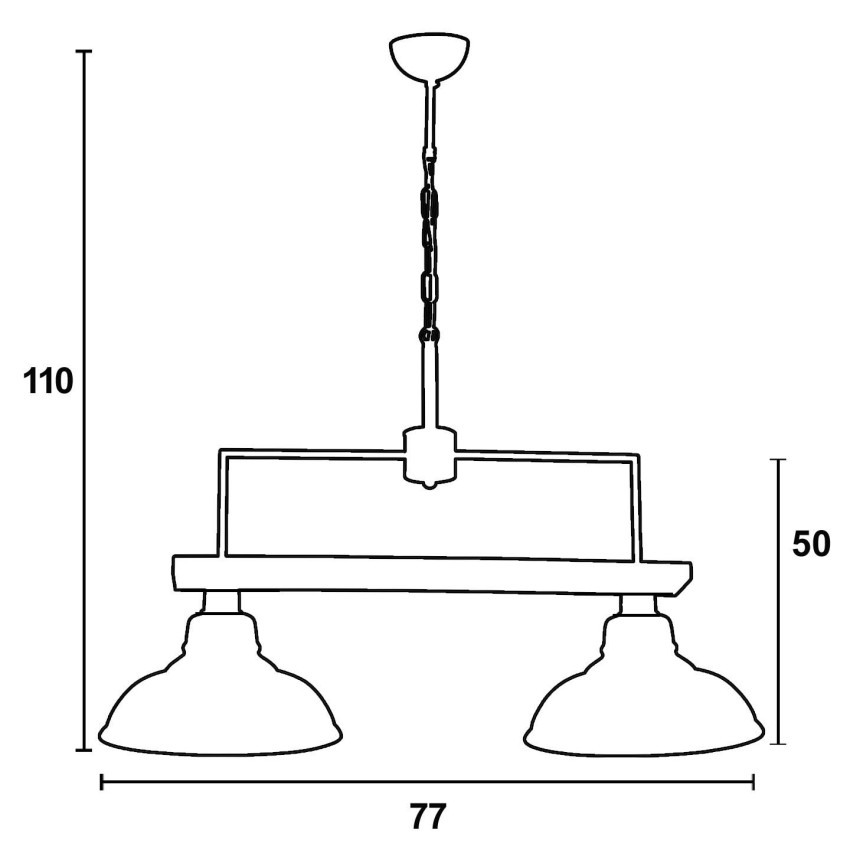 Φωτιστικό Πολύφωτο 2φ Ξύλο/Μέταλλο μαύρο/Γυαλί Ε27
