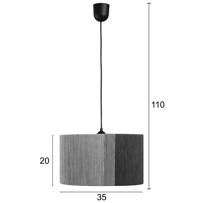 Κρεμαστό Φωτιστικό Μονόφωτο με Σχοινί σε Γκρι Αποχρώσεις και Κίτρινη Λεπτομέρεια - Φ35