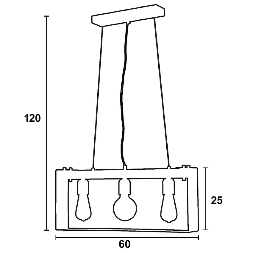 Φωτιστικό Πολύφωτο 3φ Ξύλο/Μέταλλο σκουριά/Πατίνα χρυσή Ε27