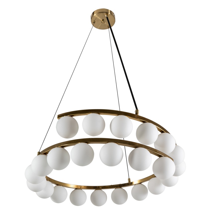 Κρεμαστό Πολύφωτο με 23 Γυάλινες Σφαίρες G9 σε Χρυσό Brushed Ø65cm