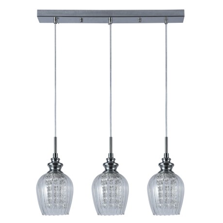 Glint® Crystalflower Κρεμαστό Πολύφωτο Νίκελ με Κρύσταλλα Εσωτερικά & Διάφανο Γυαλί 3XE14