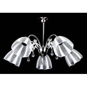 Πολύφωτο Νίκελ με Λευκό/Διάφανο Γυαλί – 5xE27