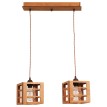 Glint® 372-2 Κρεμαστό Φωτιστικό Ξύλινος Κύβος σε Καφέ Χρώμα – 2xE27