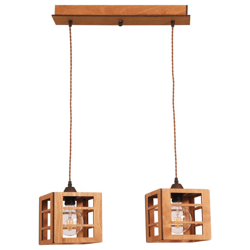 Glint® 372-2 Κρεμαστό Φωτιστικό Ξύλινος Κύβος σε Καφέ Χρώμα – 2xE27 Glint® 372-2 Κρεμαστό Φωτιστικό Ξύλινος Κύβος σε Καφέ Χρώμα – 2xE27