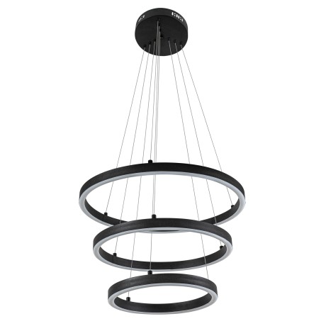 Κρεμαστό Φωτιστικό Οροφής LED 60W 3600lm 4000K με 3 Κύκλους Μαύρο Ματ
