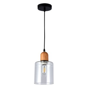 Glint® 118 1/Φ ΚΥΛΙΝΔΡΟΣ ΔΙΑΦΑΝΟ ΓΥΑΛΙ ΜΕ ΞΥΛΟ ΛΕΠΤΟΜΕΡΕΙΑ Ε 27