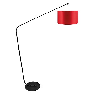 Arc Φωτιστικό Δαπέδου με Γωνιακό Μαύρο Κορμό & Κόκκινο Καπέλο 1xΕ27