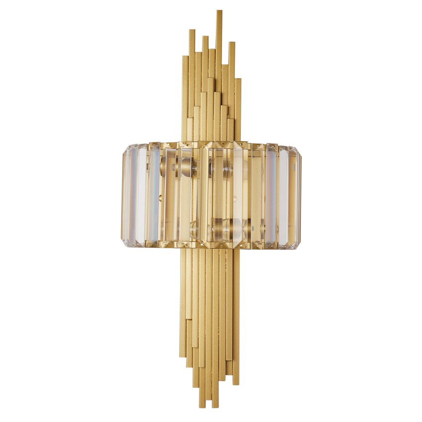 Επιτοίχιο Φωτιστικό Απλίκα Χρυσοί Ράβδοι με Κρύσταλλα Σκίασης 2 x Ε14