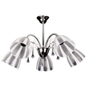 Πολύφωτο Νίκελ με Λευκό/Διάφανο Γυαλί – 5xE27