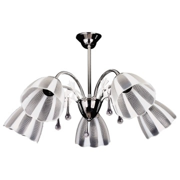 Πολύφωτο Νίκελ με Λευκό/Διάφανο Γυαλί – 5xE27