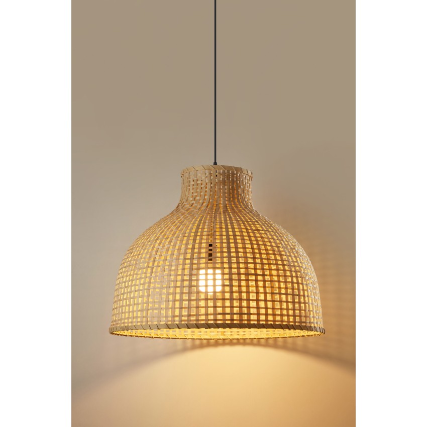 Glint® Κρεμαστό Φωτιστικό Μπαμπού Φυσικό Καμπάνα με Αραιή Πλέξη 1/Φ 1ΧΕ27