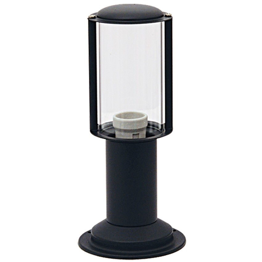 Κολωνάκι Μαύρο Αλουμινίου με Πολυκαρβονικό Πλέξιγκλάς 1ΧΕ27