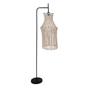 Φωτιστικό Δαπέδου Μαύρο Με Μακραμέ Μπεζ-Εκρού Glint® – 1xE27 40W, Ύψος 168 εκ.