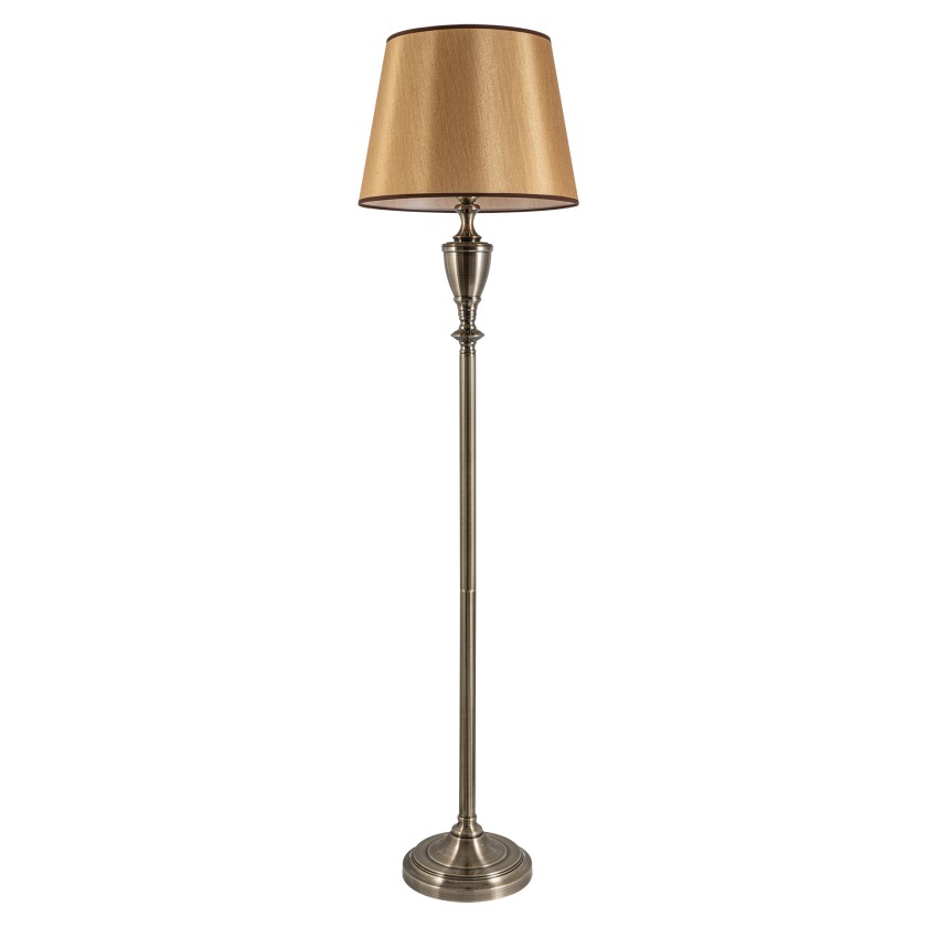 Φωτιστικό Δαπέδου Κλασικό με Μπεζ–Χρυσό Καπέλο | glint.gr Κλασικό Επιδαπέδιο Φωτιστικό με Μεταλλική Βάση και Μπεζ Χρυσό Καπέλο