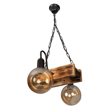 Glint® Κρεμαστό Φωτιστικό Ξύλινη Ράγα με 2 Μπράτσα και Γυάλινα Καπέλα Μελί – 2xE27 Glint® Κρεμαστό Φωτιστικό Ξύλινη Ράγα με 2 Μπράτσα και Γυάλινα Καπέλα Μελί – 2xE27