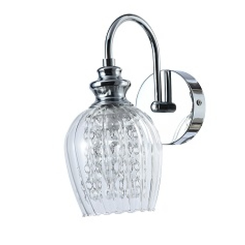 Απλίκα Νικέλ με Διαφανές Γυαλί και Κρύσταλλα 1x E-14