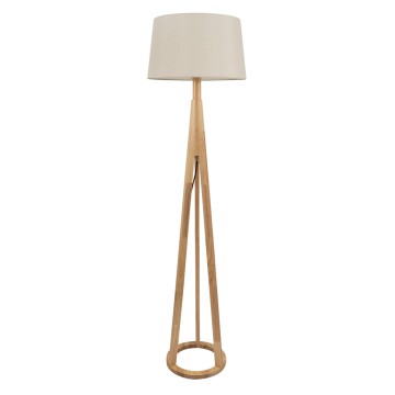 Στρογγυλό Ξύλινο Φωτιστικό Δαπέδου με Αμπαζούρ Υφάσματος E27 Στρογγυλό Ξύλινο Φωτιστικό Δαπέδου με Αμπαζούρ Υφάσματος E27