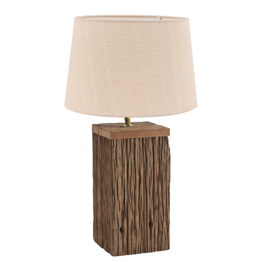 Επιτραπέζια Λάμπα Τετράγωνης Βάσης από Ανακυκλωμένο Ξύλο 1ΧΕ27