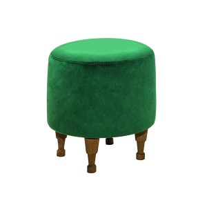 Σκαμπό από Πράσινο Βελούδο Ύφασμα & Ξύλινα Πόδια  