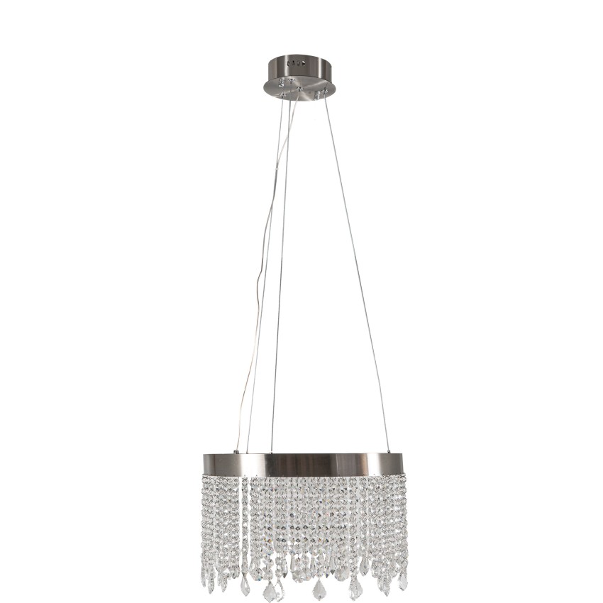 Glint® Πολυέλαιος LED Νίκελ Ματ με Ανισόπεδα Κρύσταλλα Λεπτά 50W 3750Lm 4000K Ø40x100cm