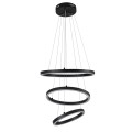 Glint® Κρεμαστό Φωτιστικό Οροφής LED 60W με 3 Κύκλους 30cm+40cm+60cm, Μαύρο Ματ