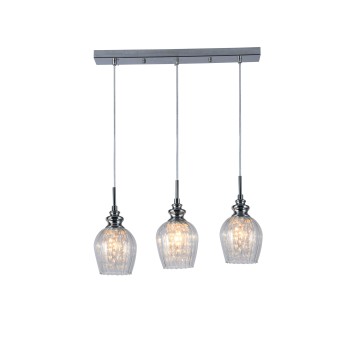 Glint® Crystalflower Κρεμαστό Πολύφωτο Νίκελ με Κρύσταλλα Εσωτερικά & Διάφανο Γυαλί 3XE14