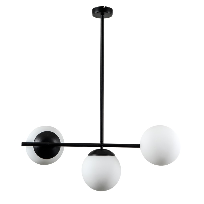 Glint® Κρεμαστό Φωτιστικό Μαύρος Σωλήνας με 3 Οπάλινες Λευκές Μπάλες – 3xE27 Glint® Κρεμαστό Φωτιστικό Μαύρος Σωλήνας με 3 Οπάλινες Λευκές Μπάλες – 3xE27