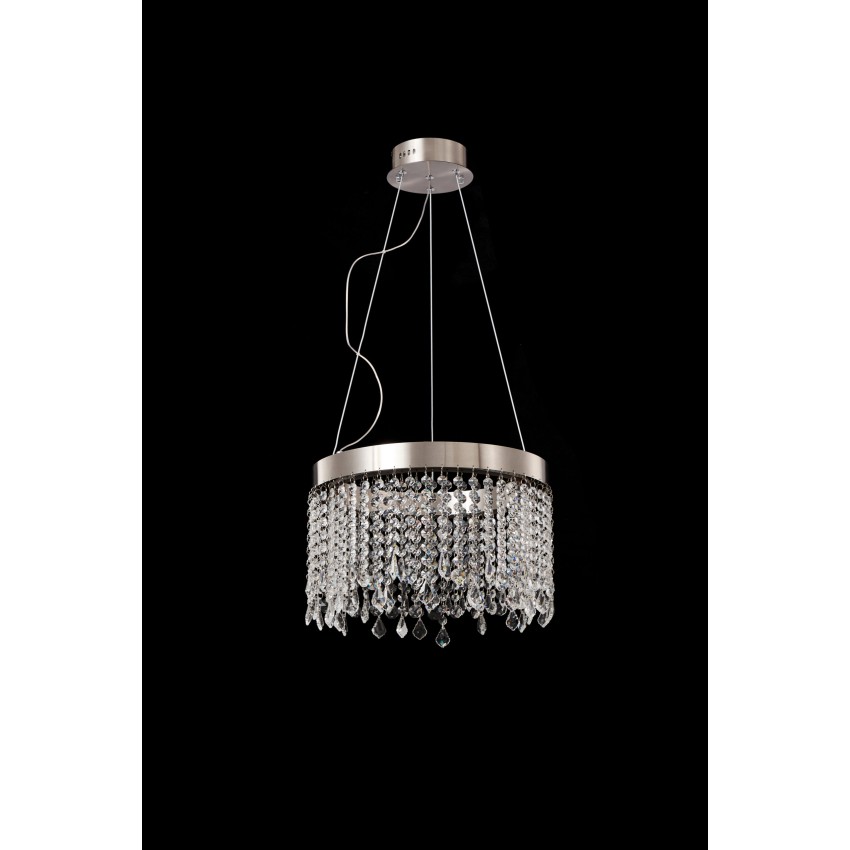 Glint® Πολυέλαιος LED Νίκελ Ματ με Ανισόπεδα Κρύσταλλα Λεπτά 50W 3750Lm 4000K Ø40x100cm