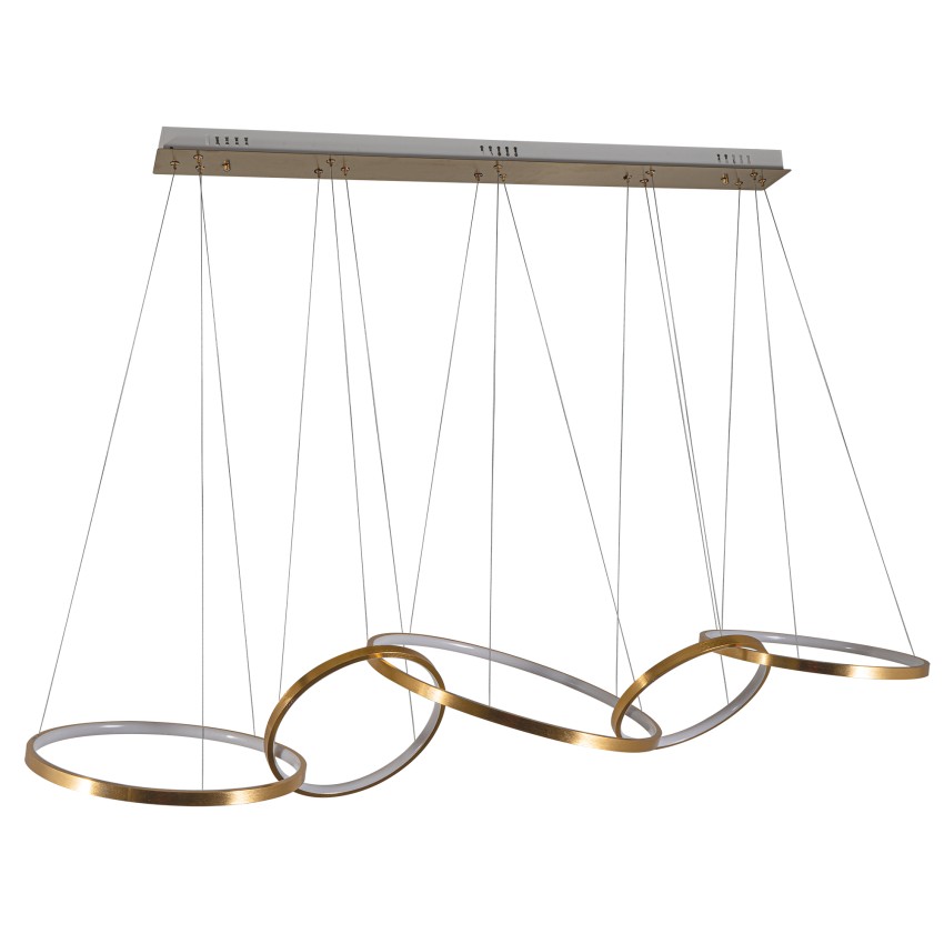 Glint® Gold Rail Κρεμαστό Φωτιστικό Οροφής Ράγας με 5 Ενωμένους Κύκλους LED 120W, 4000K, 7200Lm Χρυσό Ματ