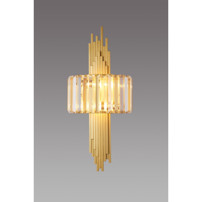 Επιτοίχιο Φωτιστικό Απλίκα Χρυσοί Ράβδοι με Κρύσταλλα Σκίασης 2 x Ε14