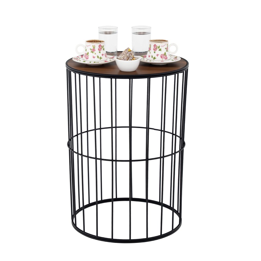 TBH-04 ΤΡΑΠΕΖΑΚΙ ΜΑΥΡΟ ΣΤΡΟΓΓΥΛΟ ΠΛΕΓΜΑ ΜΕ ΞΥΛΟ