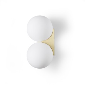 Απλίκα με Δύο Λευκές Οπαλίνες και Χρυσή Λεπτομέρεια Ø 15x15,5x31H