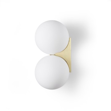 Απλίκα με Δύο Λευκές Οπαλίνες και Χρυσή Λεπτομέρεια Ø 15x15,5x31H