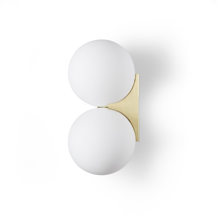 Απλίκα με Δύο Λευκές Οπαλίνες και Χρυσή Λεπτομέρεια Ø 15x15,5x31H