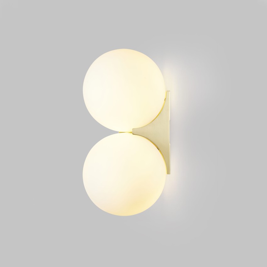 Απλίκα με Δύο Λευκές Οπαλίνες και Χρυσή Λεπτομέρεια Ø 15x15,5x31H