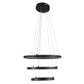 Glint® Κρεμαστό Φωτιστικό Οροφής LED 60W με 3 Κύκλους 30cm+40cm+60cm, Μαύρο Ματ