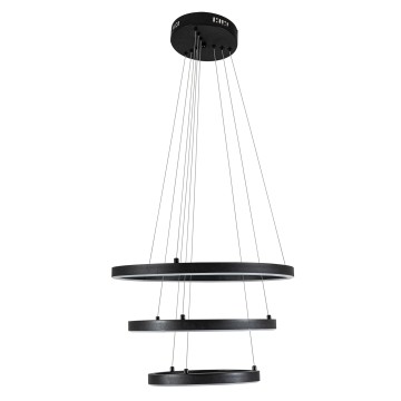 Glint® Κρεμαστό Φωτιστικό Οροφής LED 60W με 3 Κύκλους 30cm+40cm+60cm, Μαύρο Ματ