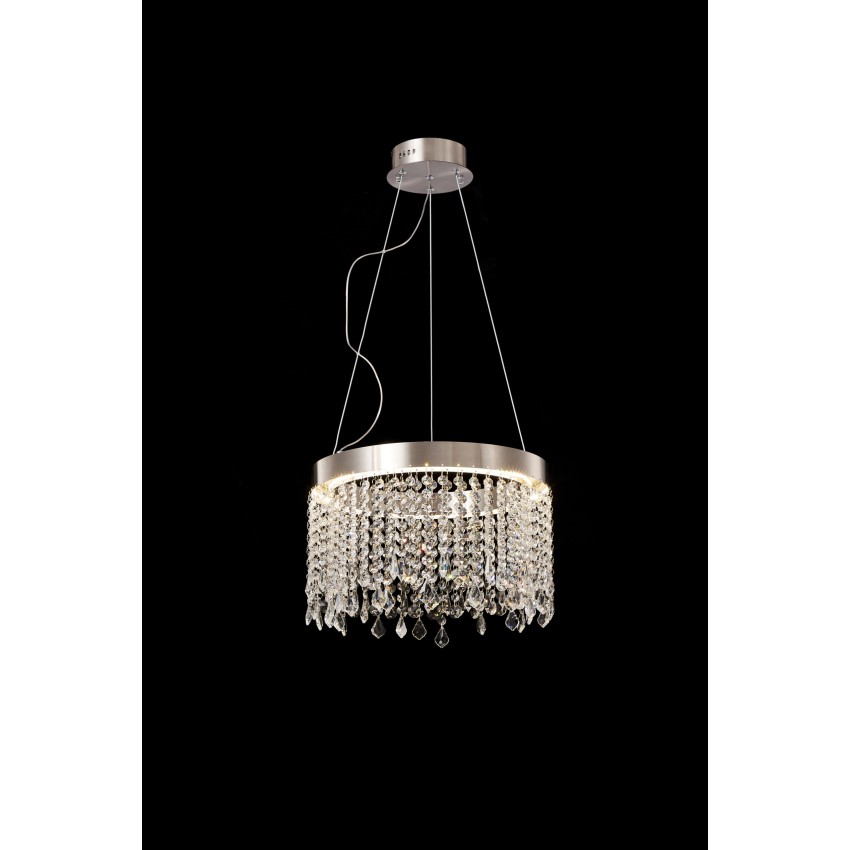 Glint® Πολυέλαιος LED Νίκελ Ματ με Ανισόπεδα Κρύσταλλα Λεπτά 50W 3750Lm 4000K Ø40x100cm