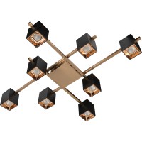 Φωτιστικό Οροφής LED με 8 Σποτ 40W 4200lm 3000K Μαύρο Χρυσό