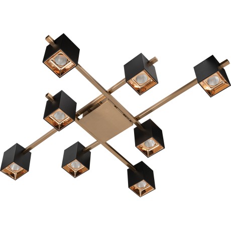 Φωτιστικό Οροφής LED με 8 Σποτ 40W 4200lm 3000K Μαύρο Χρυσό