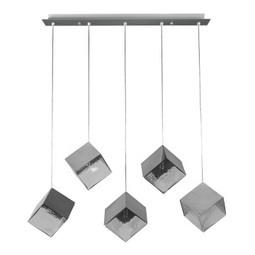 Glint® Πολύφωτο Ράγα με 5 Κύβους από Μέταλλο και Διάφανο Γυαλί – 5xG9